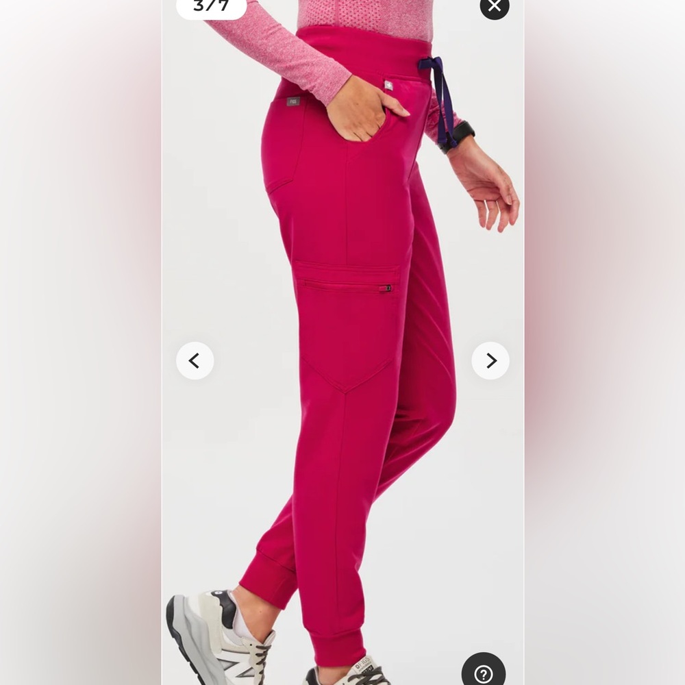 Limited edition color Figs scrub pants in shade ultra rose